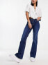 Pimkie high waisted belted flared jeans in dark blue