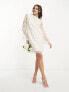 YAS Bridal 3D floral mini dress in white - CREAM