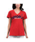 ფოტო #1 პროდუქტის Women's Red Distressed Los Angeles Angels Key Move V-Neck T-shirt