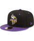 Фото #1 товара Men's Black, Purple Minnesota Vikings Two-Tone Flipside 59Fifty Fitted Hat