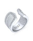 ფოტო #8 პროდუქტის Geometric Boho Style CZ Accent Statement Brushed Hammered Matte Finish Open Band Fashion Ring for Women