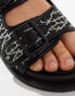 ASOS DESIGN double buckle sandal in black woven monogram canvas