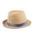 Men's Straw Fedora Hat with Denim Patchwork Band