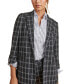 Фото #6 товара Women's Plaid Knit 3/4-Sleeve Blazer