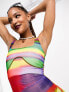 Фото #2 товара Calvin Klein Jeans Pride graphic mesh racerback dress in all over print