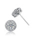 Cubic Zirconia Sterling Silver White Gold Plated Round Stud Earrings