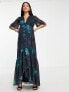 Hope & Ivy Maternity wrap maxi dress in blue floral