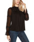 Black Label Women’s Mixed Media Blouson-Sleeve Top