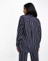 4th & Reckless stripe shirt co-ord in navy Синий, 38 - фото #2