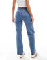 ASOS DESIGN Hourglass wide leg dad jeans in mid blue