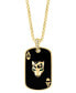 ფოტო #1 პროდუქტის EFFY® Men's Emerald Accent, & Diamond (1/6 ct. t.w.) Black Enamel Panther Playing Card 22" Pendant Necklace in 14k Gold