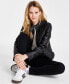 Juniors'Faux-Leather Zip-Front Jacket