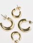 Фото #4 товара Pieces 18k plated 2-pack everyday hoop earrings in gold