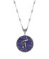 Blue Round Pewter Initial Pendant Necklace