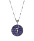 Фото #1 товара Blue Round Pewter Initial Pendant Necklace