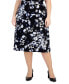 Plus Size Floral-Print Pull-On Flared Midi Skirt