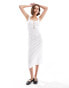 ASOS DESIGN cami strap broderie midi dress with corset bodice in white Белый, 40 - фото #4