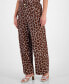 ფოტო #1 პროდუქტის Petite Printed Linen-Blend Wide-Leg Pants, Created for Macy's