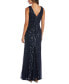 Illusion-Trim Sequin Gown