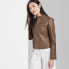 Women's Faux Leather Racing Jacket - Wild Fable Brown S