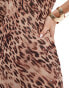 River Island leopard print maxi slip dress in beige Бежевый, 34 - фото #3