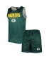 Фото #1 товара Men's Green Green Bay Packers Colorblock Mesh V-Neck Tank Top and Shorts Set