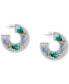 ფოტო #4 პროდუქტის Silver-Tone Pressed Flower Medium Open Hoop Earrings, 1.35"