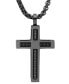 ფოტო #2 პროდუქტის Men's Black IP Stainless Steel Spring Inlay Cross 24" Pendant Necklace