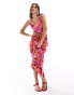 Mango X Siedres flower print midi cami dress in pink