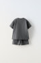 Plush t-shirt and bermuda shorts co-ord with label detail