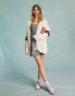 Miss Selfridge varsity cardigan with tipping in cream