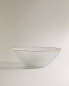 Raised glass salad bowl with gold rim