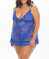 Фото #3 товара Plus Size Soft Cup Lacey Baby doll with Bows and G-String, 2 Piece