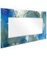 'Subtle Blues' Rectangular On Free Floating Printed Tempered Art Glass Beveled Mirror, 72" x 36"