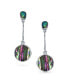 ფოტო #2 პროდუქტის Geometric Iridescent Rainbow Shell Round Circle Disc Bar Abalone Drop Dangle Earrings For Women Sterling Silver