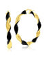 Фото #1 товара Gold Plated over sterling silver, Enamel 50mm Twisted Hoop Earrings