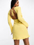 Фото #3 товара Pieces open back mini beach dress in yellow