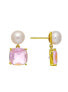 ფოტო #1 პროდუქტის Pearl and Pink Crystal Drop Earring