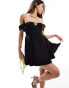 Фото #3 товара ASOS DESIGN structured bardot mini dress with gold flower trim in black