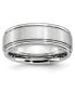 Cobalt Satin and Polished Ridged Edge Wedding Band Ring