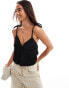 Фото #1 товара ASOS DESIGN textured cami babydoll top with tie straps in black