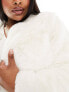 Forever New Curve faux fur coat in cream UK 22 - фото #5