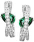 ფოტო #3 პროდუქტის Silver-Tone Hyperbola Green Crystal Double Spiral Medium Hoop Earrings, 2"