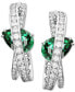 Silver-Tone Hyperbola Green Crystal Double Spiral Medium Hoop Earrings, 2"