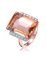 Фото #1 товара Sterling Silver 18K Rose Gold Plated Orange and White Cubic Zirconia Accent Ring