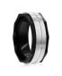 Stainless Steel Black with Silver Satin Ring