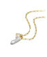 Фото #2 товара Sterling Silver 14K Gold Plated Genuine Freshwater Pearl and Cubic Zirconia Lobster Claw Link Necklace