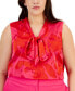 Plus Size Bow-Neck Sleeveless Blouse Hot Pink/Tomato, 1X - фото #3