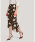Women's Vintage Midi Silk Floral Printed Skirt for Women