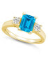 ფოტო #1 პროდუქტის Blue Topaz and Diamond Ring (2 ct.t.w and 1/4 ct.t.w) 14K Yellow Gold